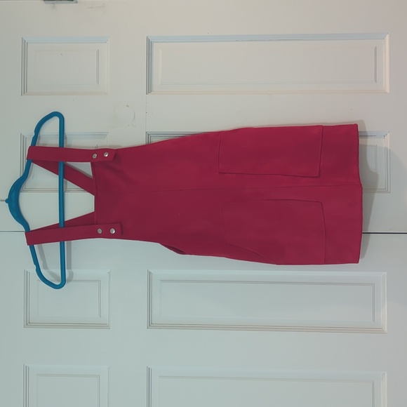 Red Overalls Dress - Picture 1 of 3